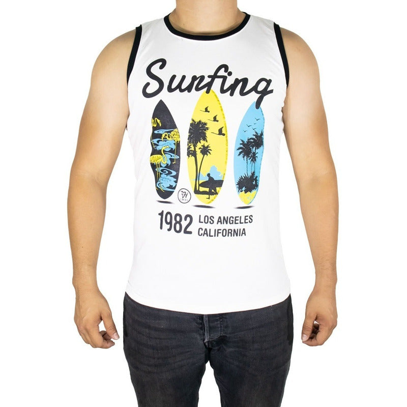 Tank Top Estampado Playa Para Hombre Paquete Armado