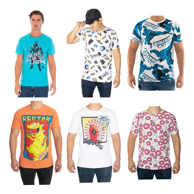 Paquete De 6 Playeras De Licencias Originales Para Hombre