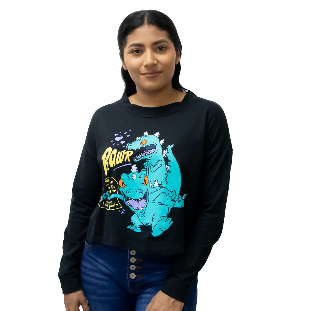 Playera Ml Crop Mujer Reptar