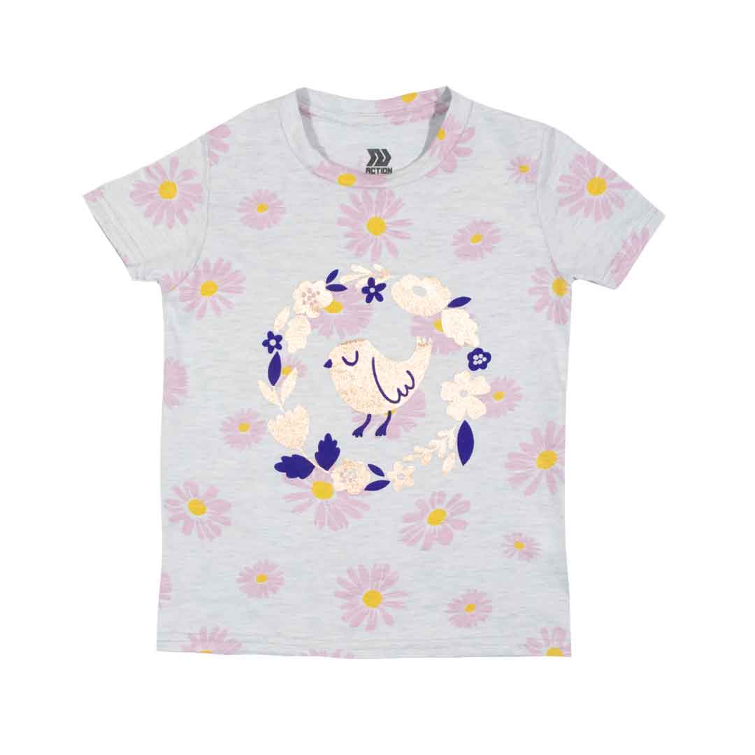 Playera Estampado Continuo Moda Para Niña