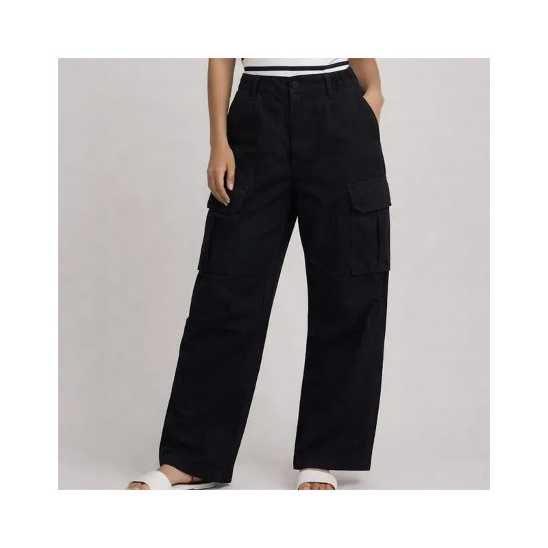 Mom Jeans Negro Cargo Mujer Su4671