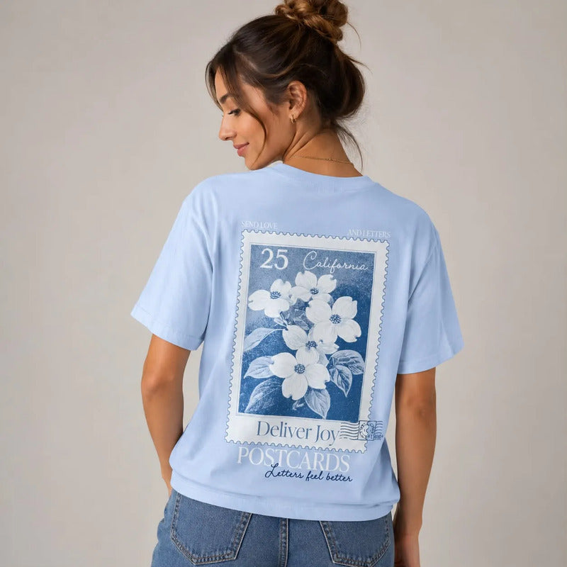 Playera Azul Doble Estampa Mujer 90616 Write Me A Note