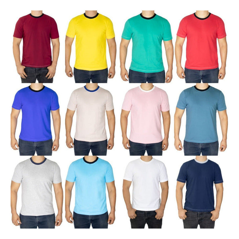 12 Playeras Basicas Lisas Surtido Paquete Armado Para Hombre