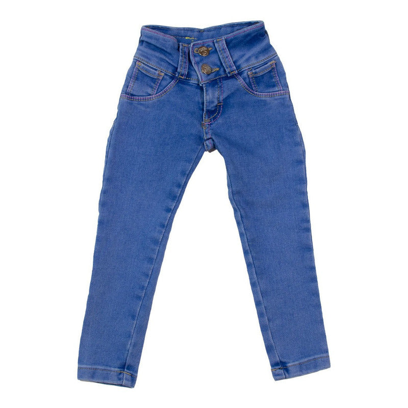 Jeans Liso Dos Botones Para Niña