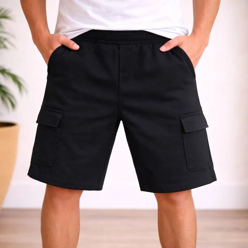 Bermuda Negro Bolsa Lateral Hombre 90334