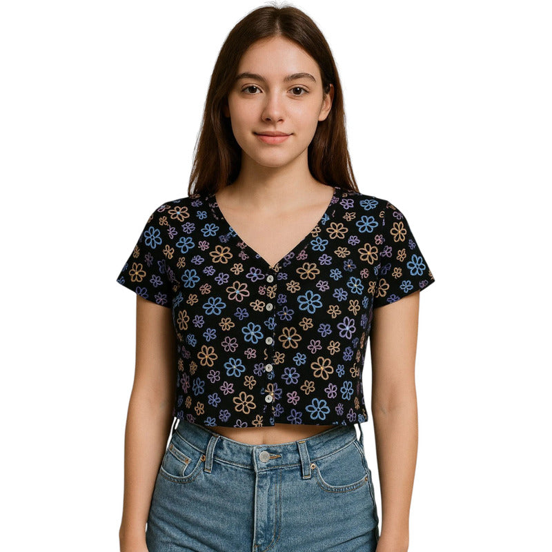 Crop Top Juvenil Niña Flores