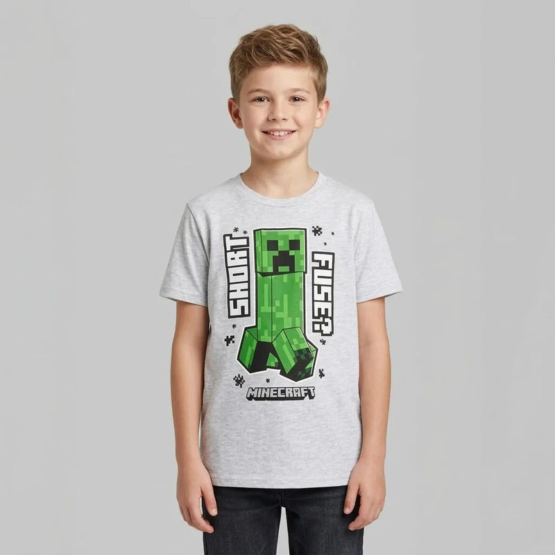 Playera Nno 846bp Minecraft Gris Gris 6