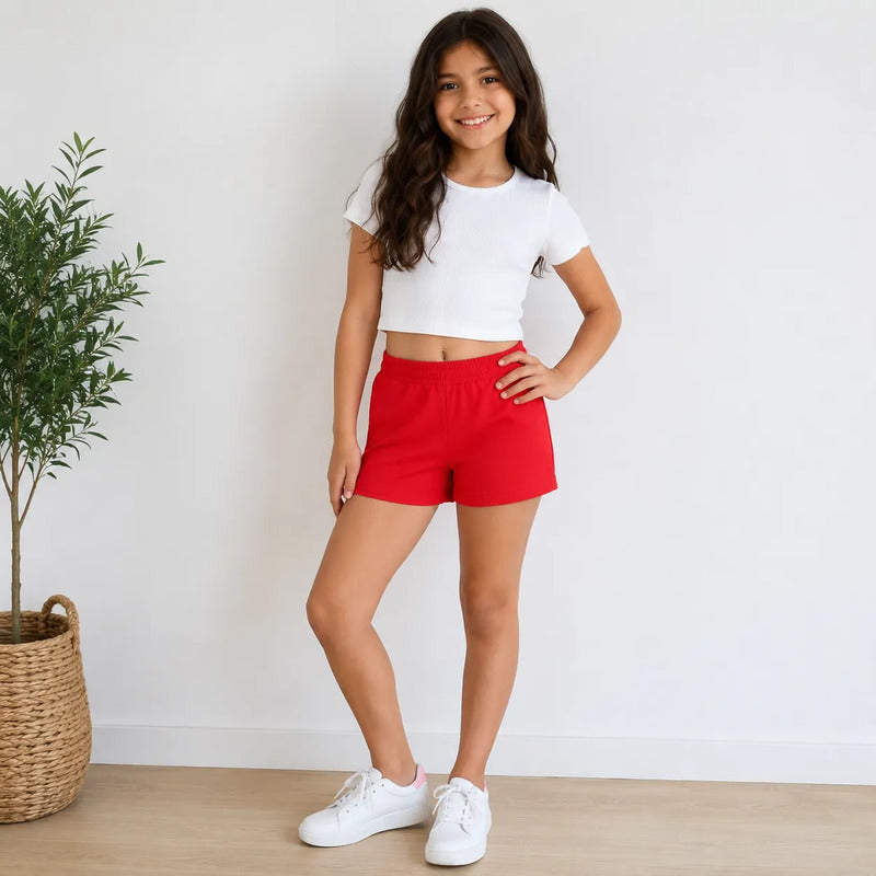 Paquete De 5 Short Ligeros Basicos Para Niña