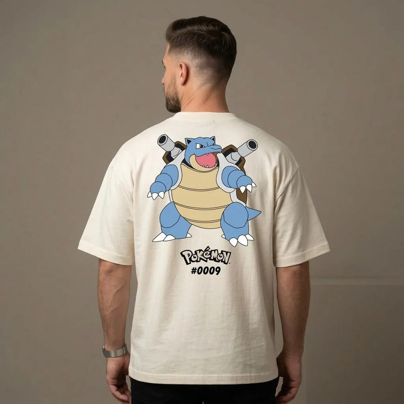 Playera Hombre 845wz Oversize Pokemon Blastoise Hueso Xl