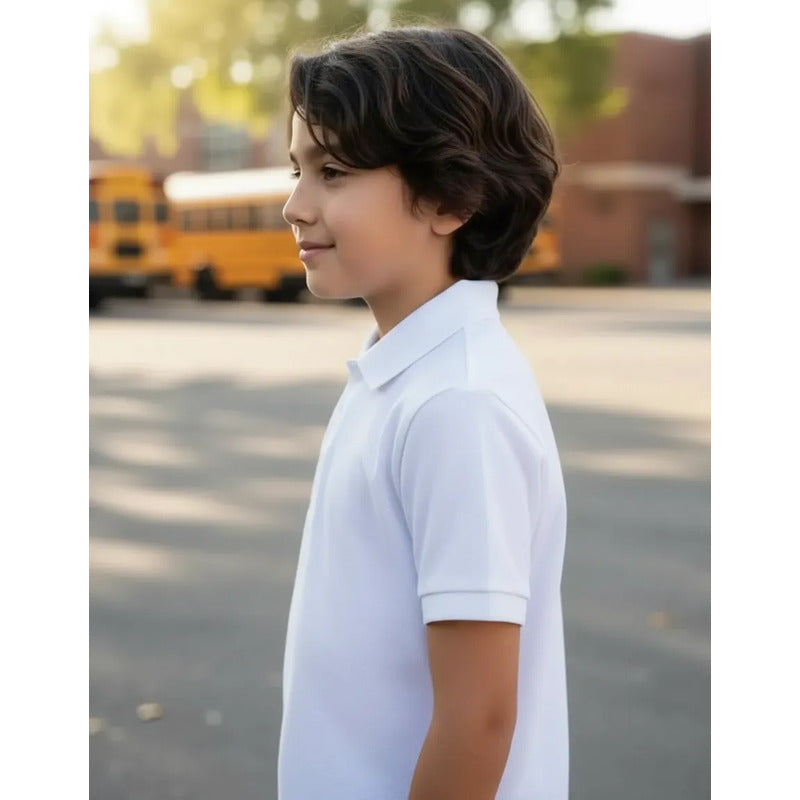 Paquete De 12 Playeras Cuello Polo Escolares Para Niño