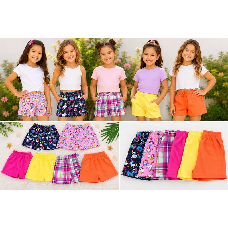 Pack De 5 Short Basico Para Niña