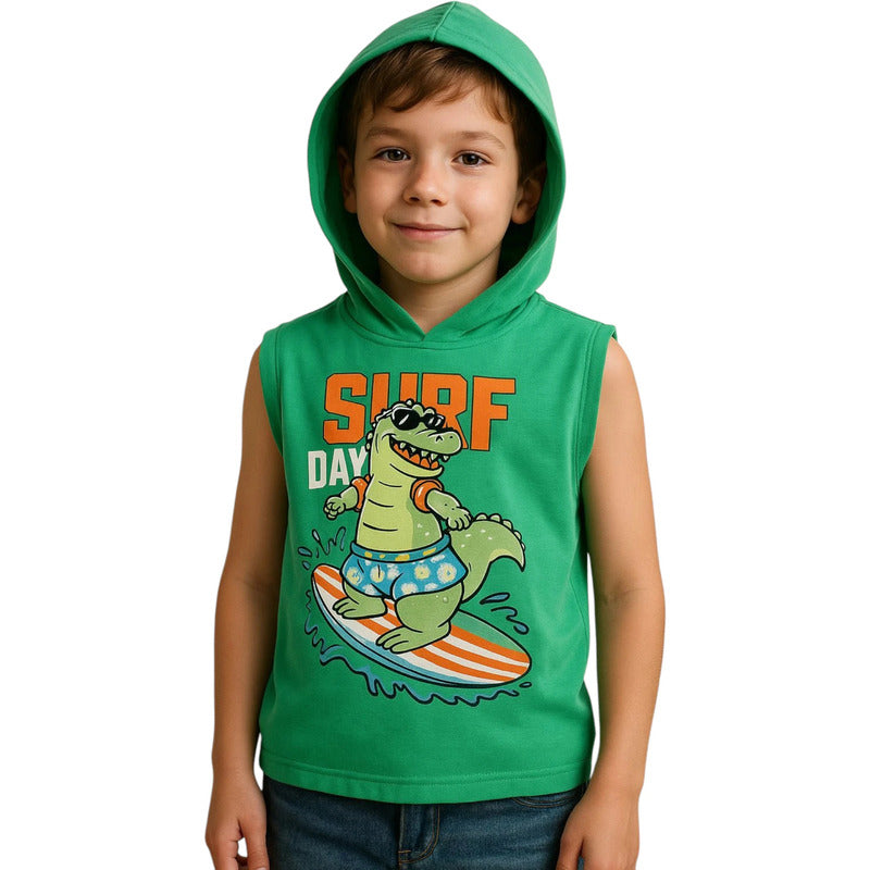 Tank Top Muscle Niño Est Cocodrilo Surf