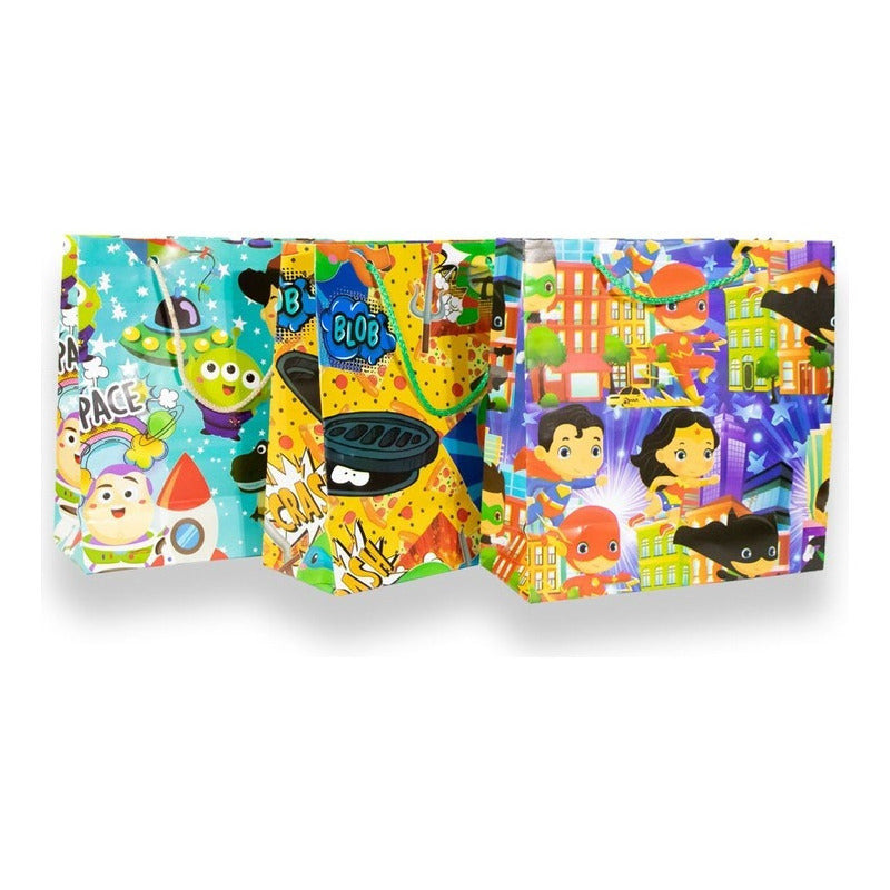 36 Bolsas Para Regalo, Papel Couché, 3 Tamaños Paquete