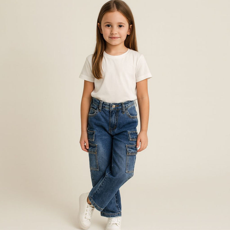 Mom Jeans Azul Cargo Nna Su1806