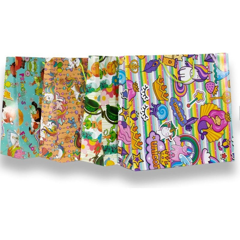 76 Bolsas Para Regalo, Papel Couché, 3 Tamaños Paquete Surtido Genero