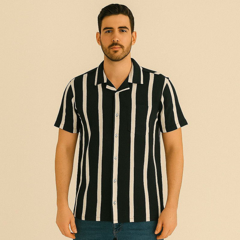 Camisa Negro/beige Hombre Afi25700neg