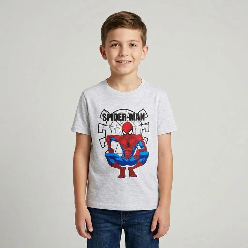 Playera Nno 846bs Spiderman Gris Gris 10