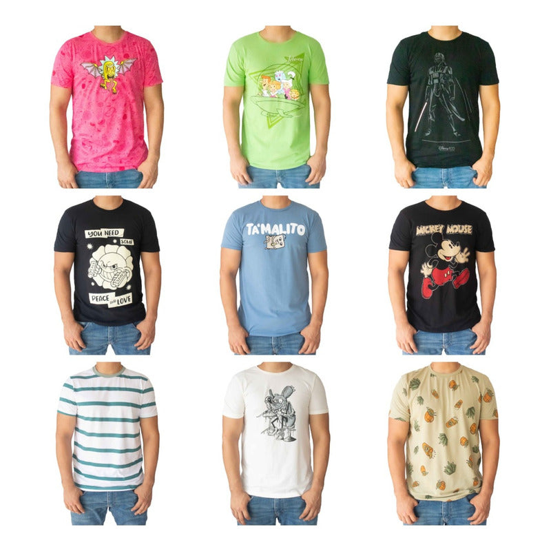 12 Playeras Basicas Lisas Surtido Paquete Armado Para Hombre