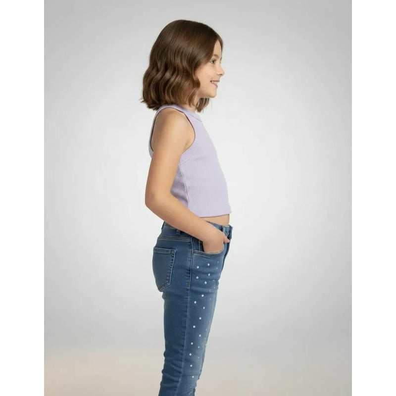 Camiseta Lila Corrugado Tirante Nna 90576