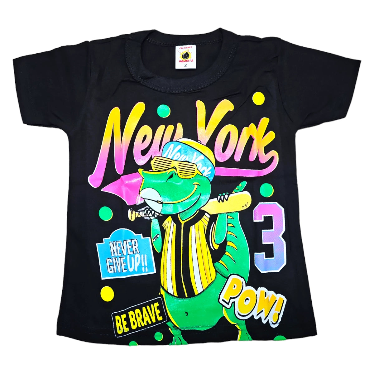 Playera Bombita Estampado Neon Para Niño