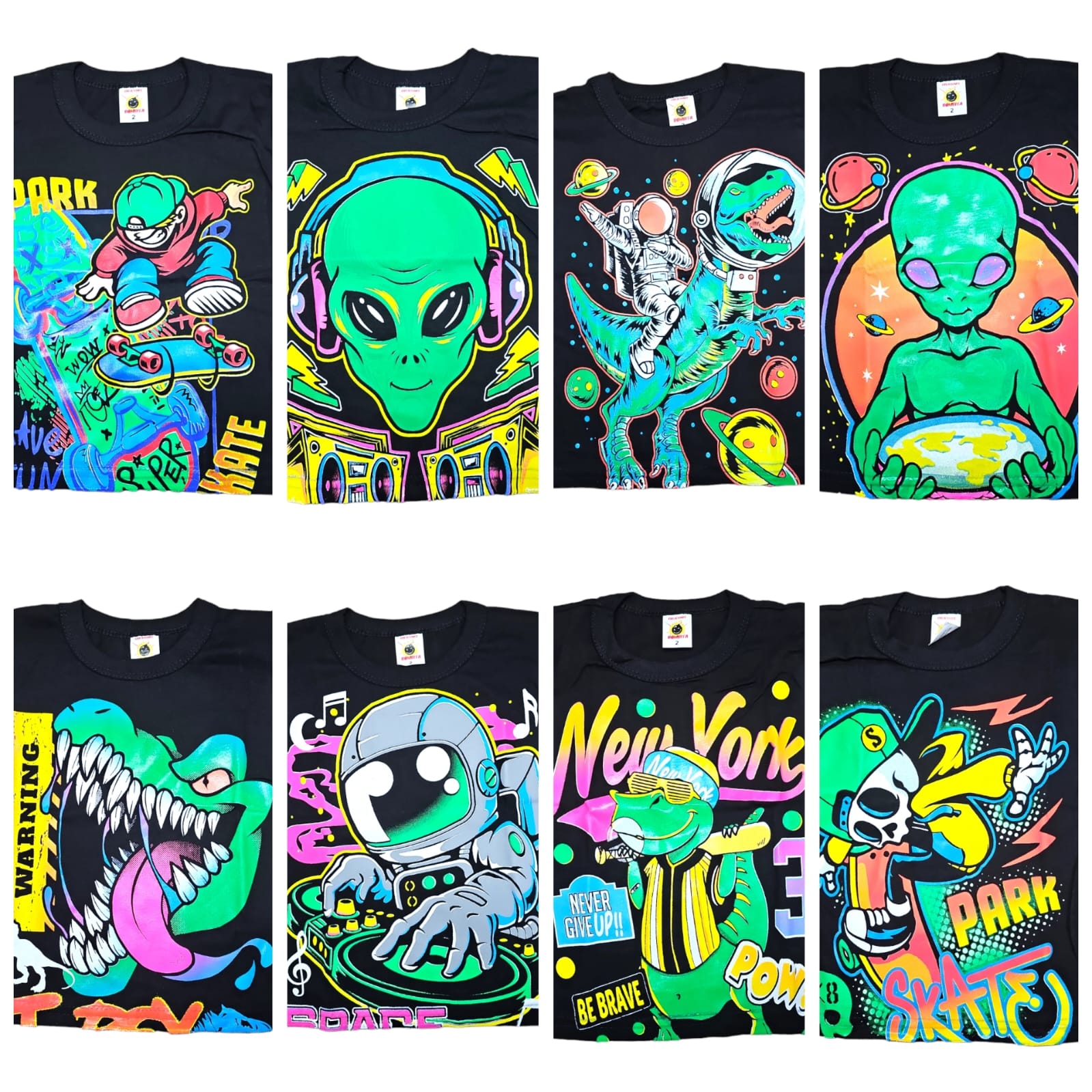 Playera Bombita Estampado Neon Para Niño