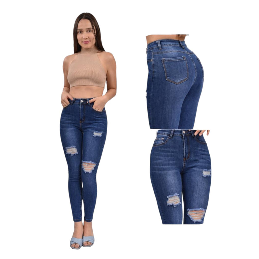 Jeans Para Mujer Skinny Destrucción