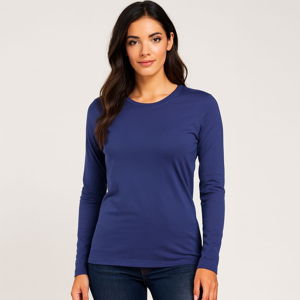 Playera Ml Mujer 370mc Stretch Azul-marino