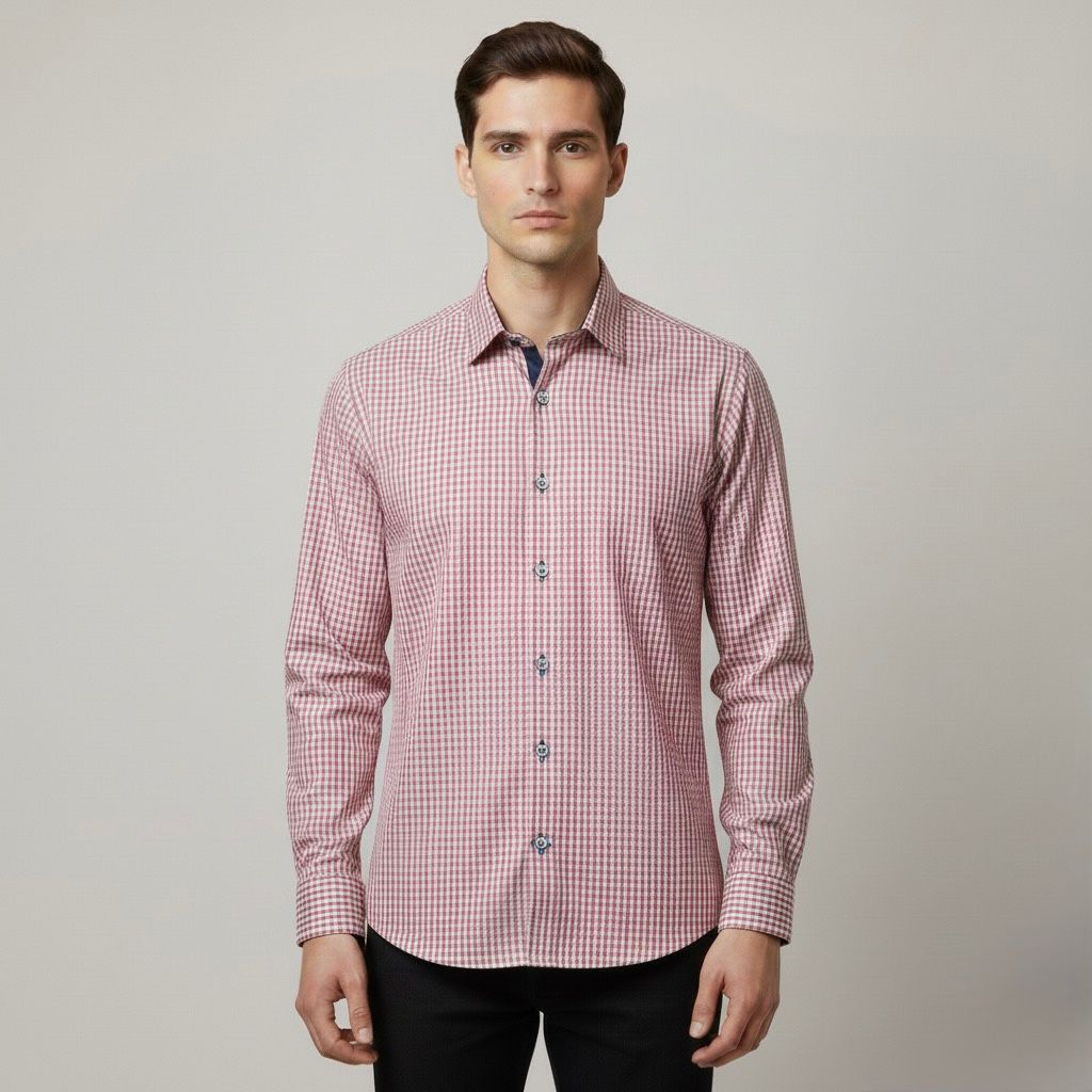 Camisa Ml Rosa Cuadros Hombre 500007ros