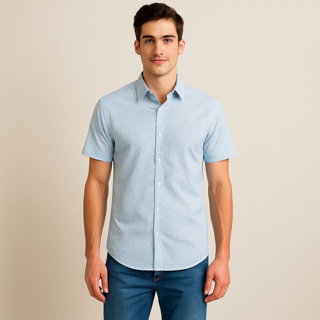 Camisa Azul Cielo Puntos Mc Hombre 500011cie