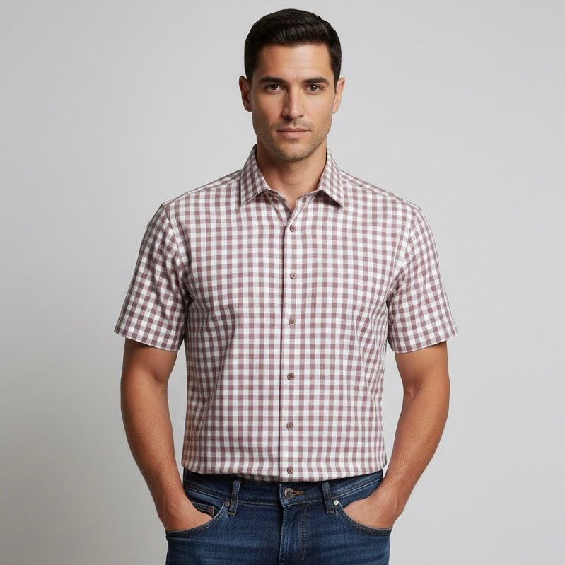 Camisa Rosa Palo Cuadros Mc Hombre 500013pal