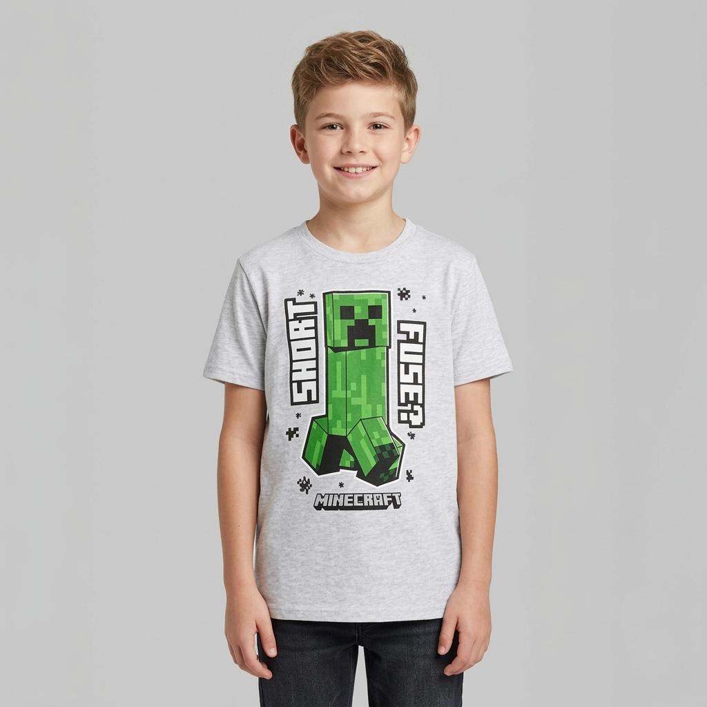 Playera Nno 846bp Minecraft Gris Gris 8