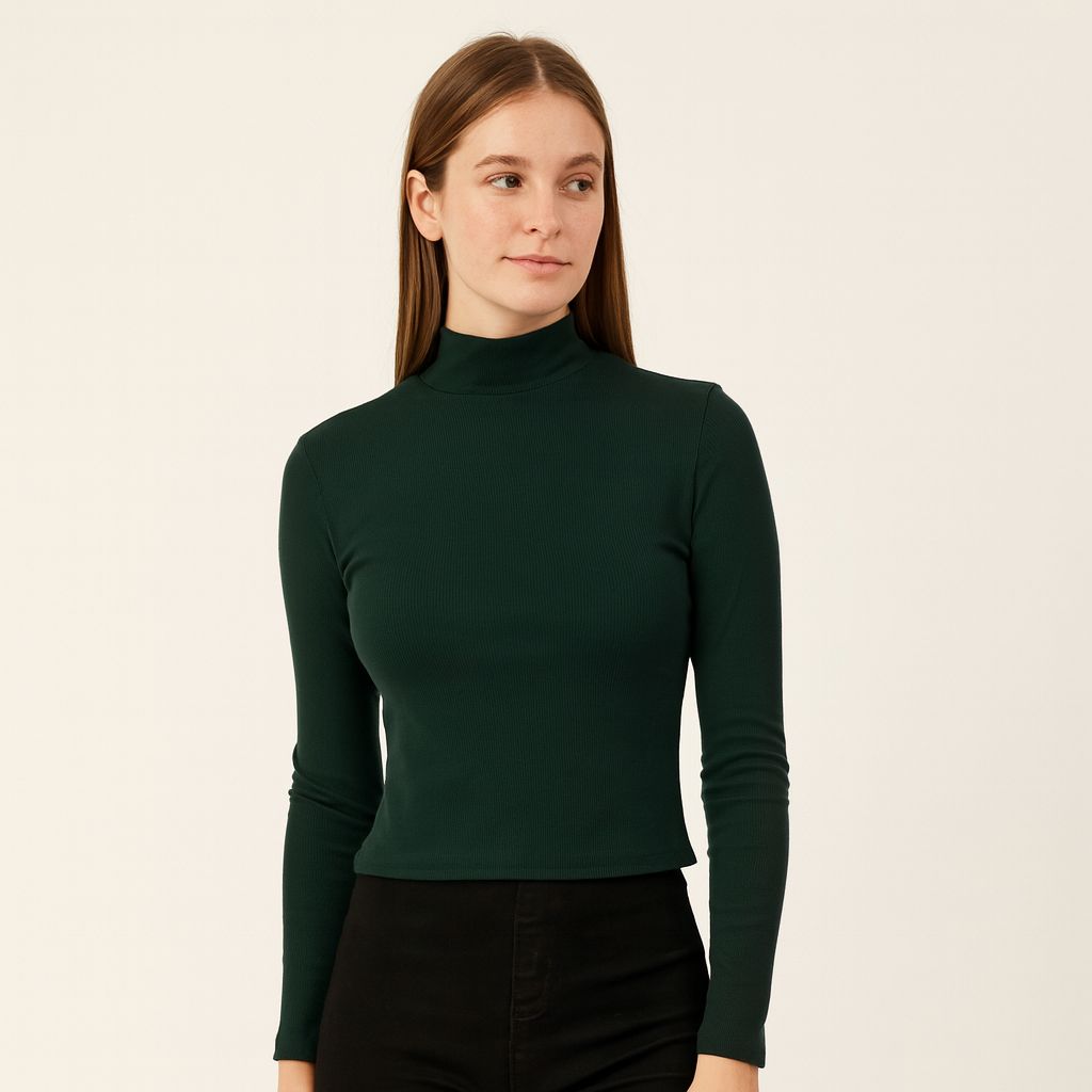 Playera Ml Verde Cuello Alto C Mujer 90502