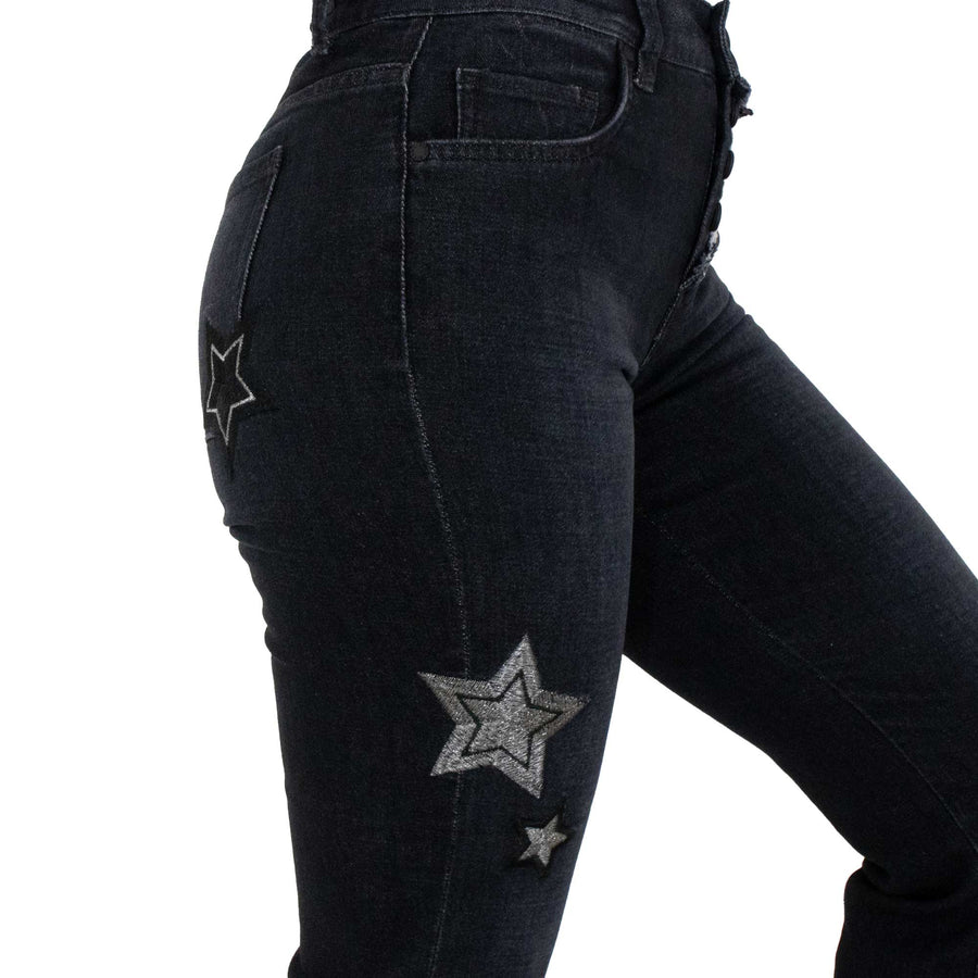 Mom Jeans Stretch Star Bordado