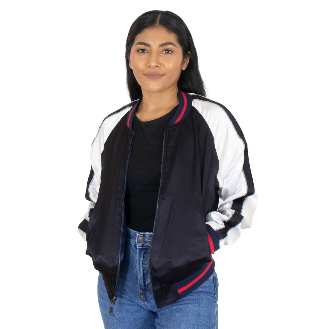 Chaqueta Bomber Doble Vista Bordado Tigre