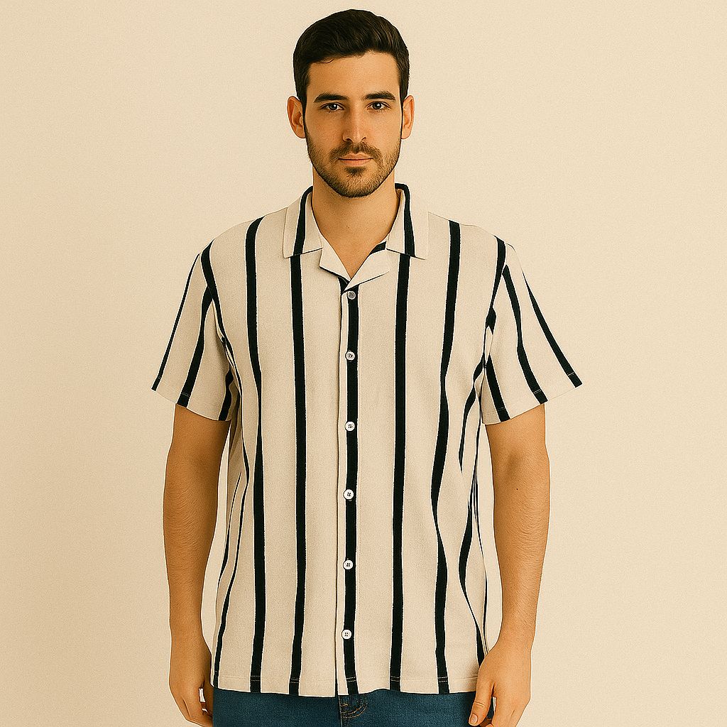 Camisa Beige/negro Hombre Afi25700bei