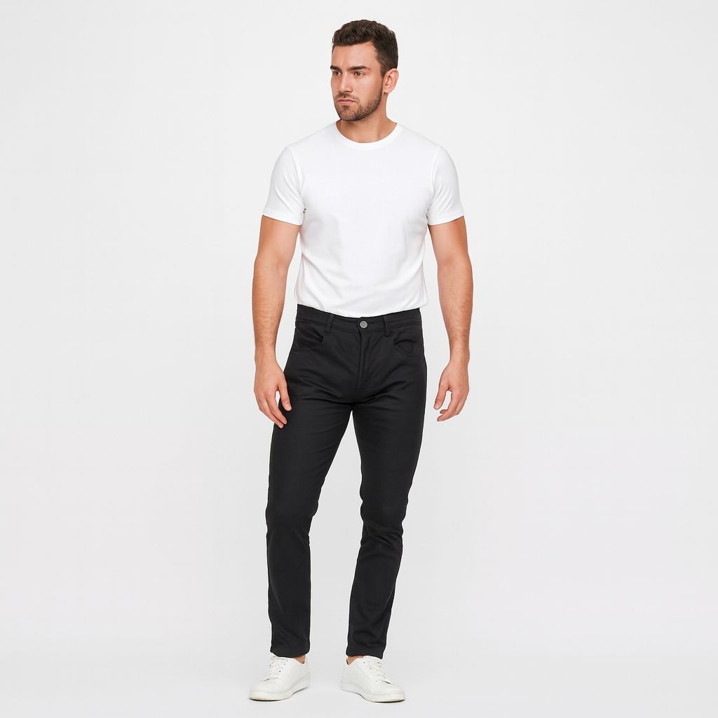 Pantalon Negro Gabardina Hombre Afj24102ne
