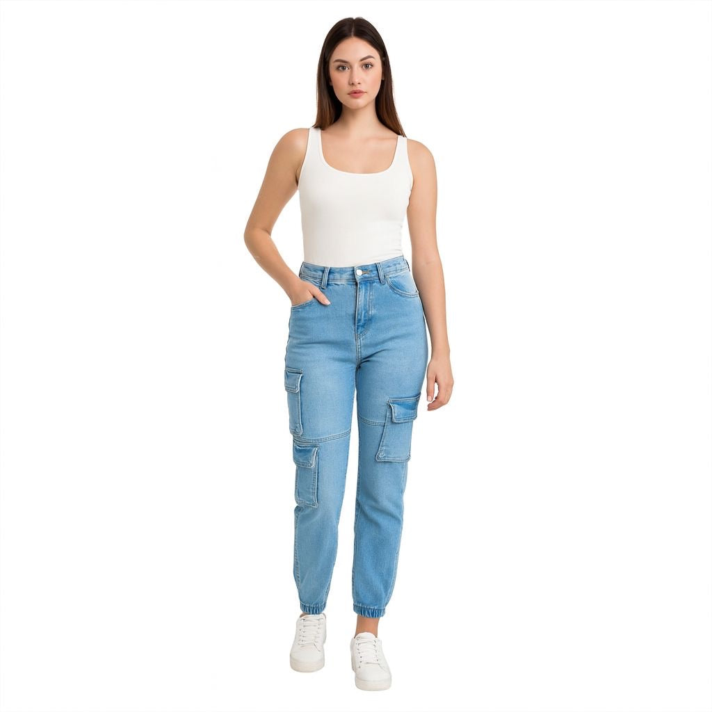 Jogger M Azul Cargo Mujer Jrc24531