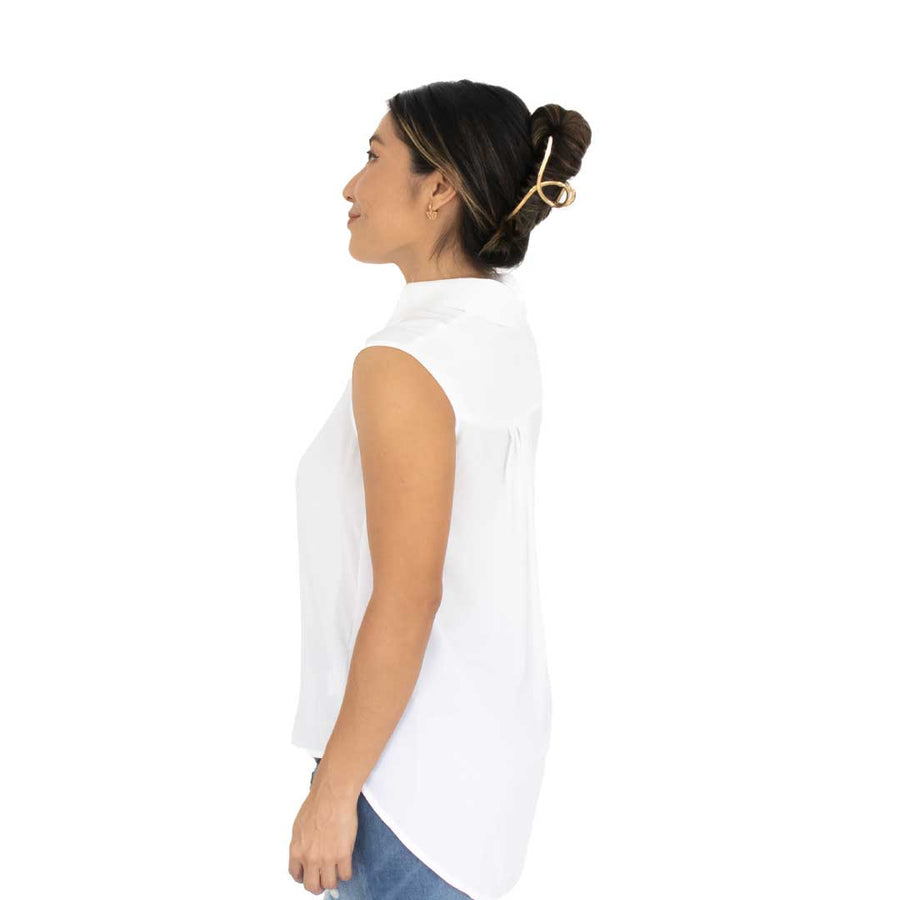 Blusa Sin Manga Blanca Botones