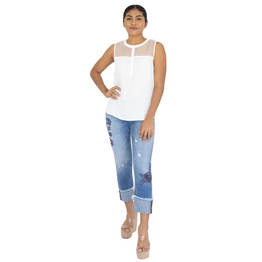 Blusa Sin Manga Cuello Transparente