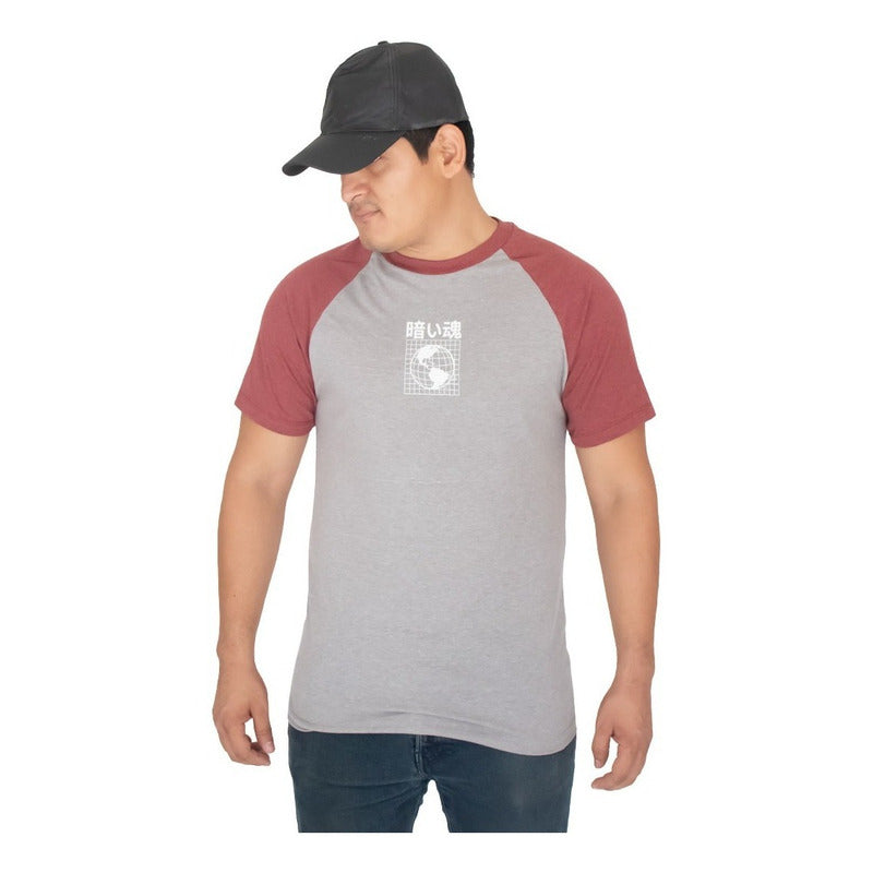 Playera Jaspe Manga Ranglan Para Hombre