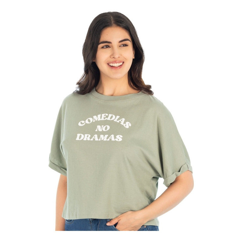 Playera Crop Top Oversize Para Mujer