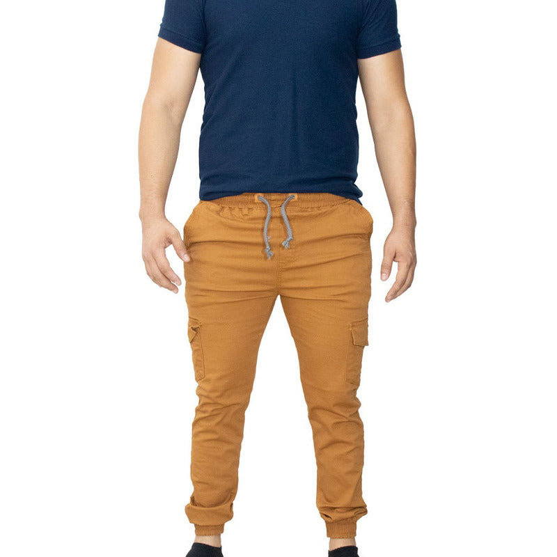 Jogger Gabardina Cargo Bolsa Lateral Para Hombre
