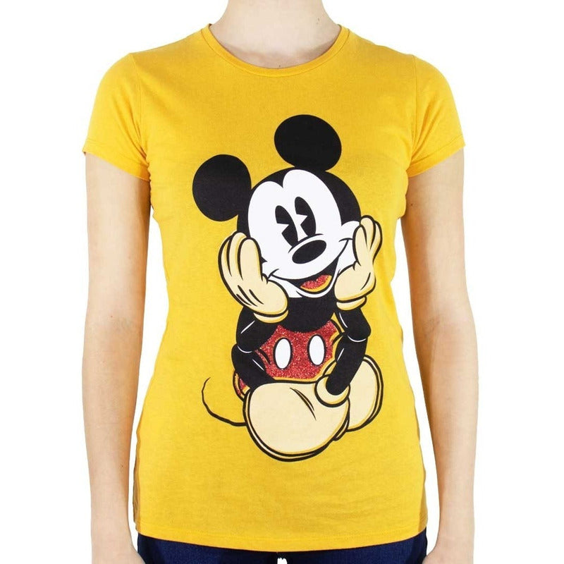 Playera Para Mujer Cuello Redondo Mickey Mouse