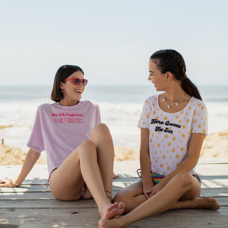 Playera Crop Top Oversize Para Mujer