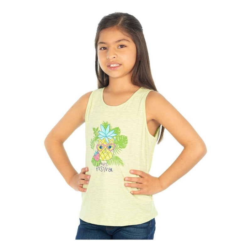 Tank Top Muscle Tee Estampado Para Niña