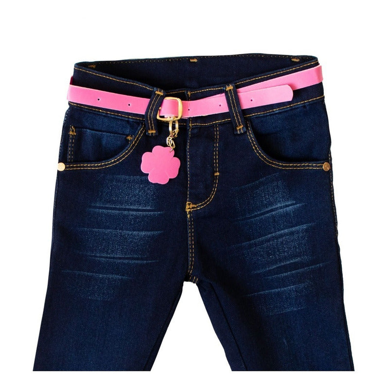 Jeans Con Cinturon Para Niña