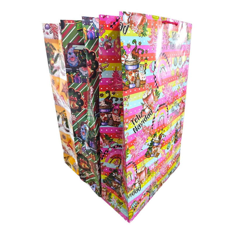Paquete De 10 Bolsas Jumbo Para Regalo Navidad