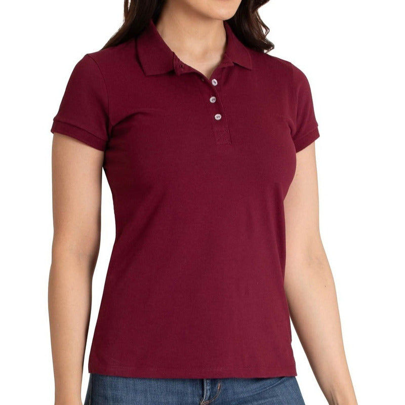 Playera Lisa Basica Cuello Polo Para Mujer