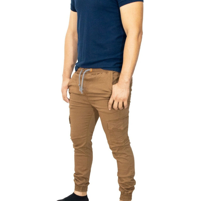 Jogger Gabardina Cargo Bolsa Lateral Para Hombre