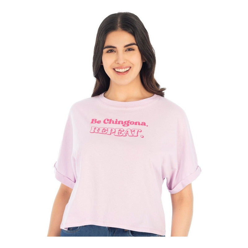 Playera Crop Top Oversize Para Mujer